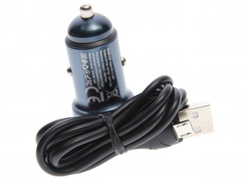 529 р. Устройство зарядное в прикуриватель 1USB 12V кабель micro USB HOCO HOCO z46 blue  с доставкой в г. Пермь. Увеличить фотографию 2