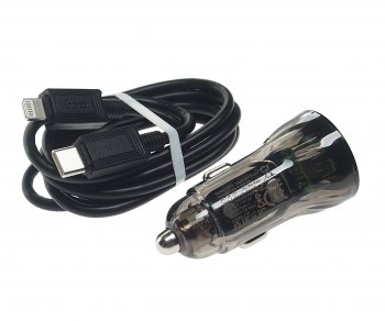 529 р. Устройство зарядное в прикуриватель 1USB + 1 Type C 12V HOCO HOCO z47a black  с доставкой в г. Пермь. Увеличить фотографию 2