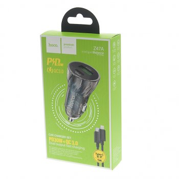529 р. Устройство зарядное в прикуриватель 1USB + 1 Type C 12V HOCO HOCO z47a black  с доставкой в г. Пермь. Увеличить фотографию 3