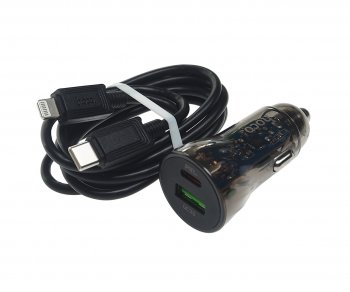 529 р. Устройство зарядное в прикуриватель 1USB + 1 Type C 12V HOCO HOCO z47a black  с доставкой в г. Пермь. Увеличить фотографию 1