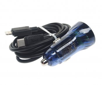 859 р. Устройство зарядное в прикуриватель 1USB 12V кабель USB Type C HOCO HOCO z47a blue  с доставкой в г. Пермь. Увеличить фотографию 2