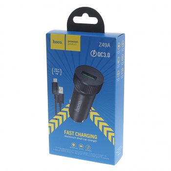 569 р. Устройство зарядное в прикуриватель 1USB 12V кабель micro USB HOCO HOCO z49a black  с доставкой в г. Пермь. Увеличить фотографию 3