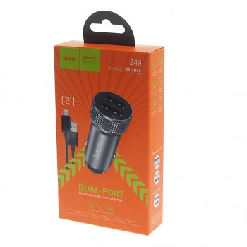 579 р. Устройство зарядное в прикуриватель 1USB 12V кабель iPhone (5-) HOCO HOCO z49 grey HOCO z49 grey  с доставкой в г. Пермь. Увеличить фотографию 3