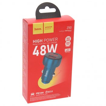 969 р. Устройство зарядное в прикуриватель 1USB 12V кабель iPhone (5-) HOCO HOCO z50 blue  с доставкой в г. Пермь. Увеличить фотографию 2