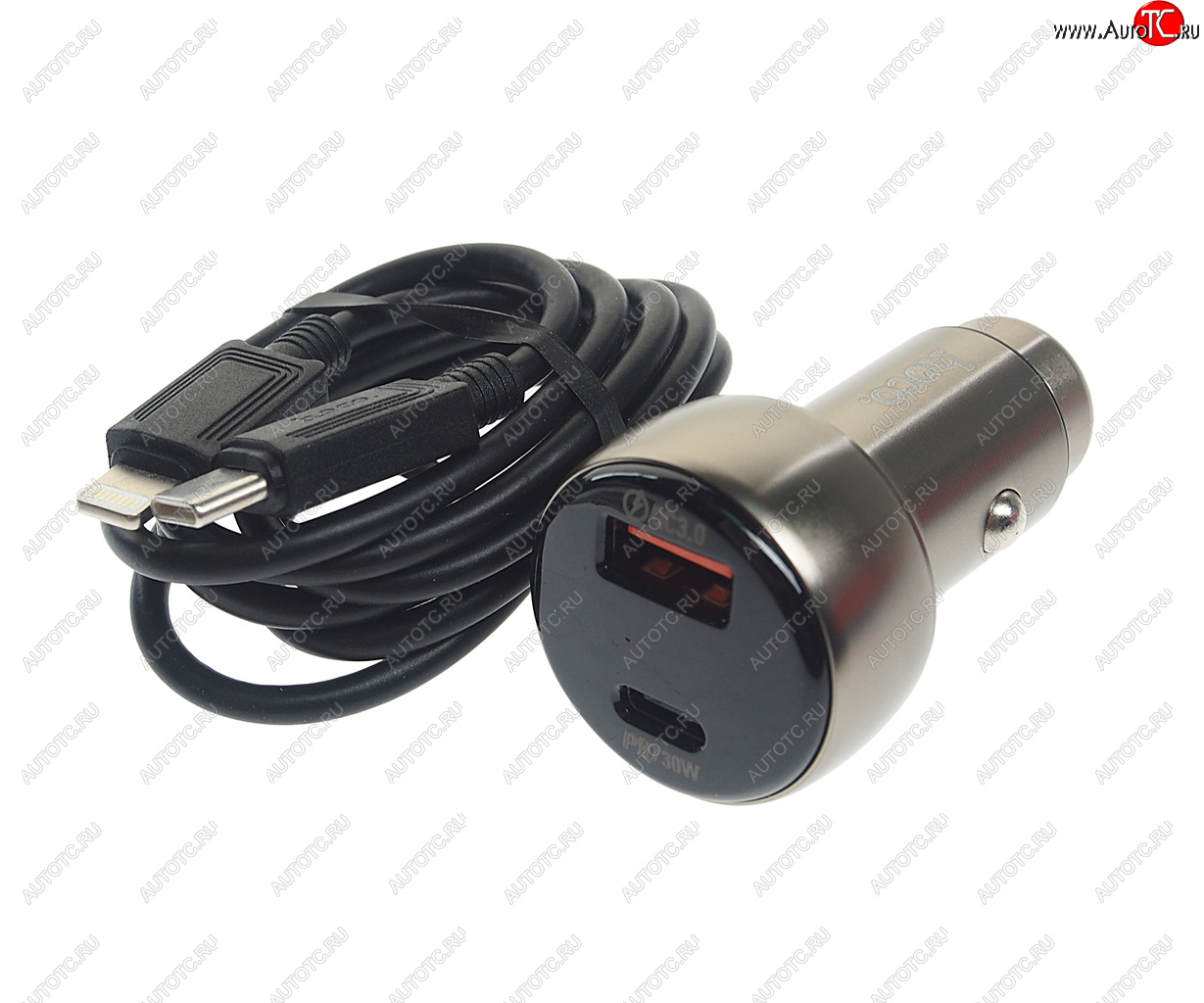 929 р. Устройство зарядное в прикуриватель 1USB 12V кабель USB Type C HOCO HOCO z50 grey  с доставкой в г. Пермь