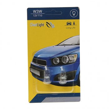 54 р. Лампа 12V W3W W2.1x9.5d блистер (2шт.) CLEARLIGHT CLEARLIGHT cl-w3w-12v 2b  с доставкой в г. Пермь. Увеличить фотографию 1