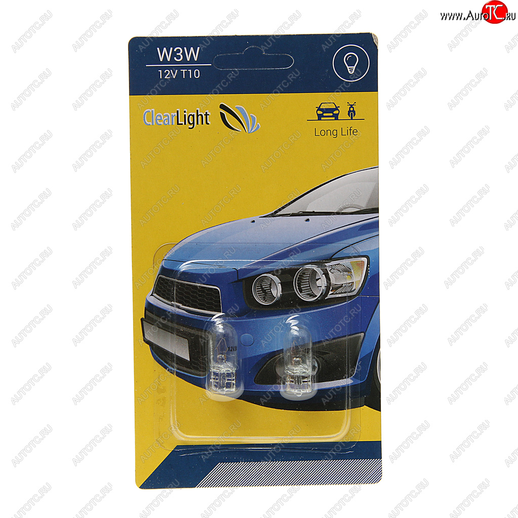 54 р. Лампа 12V W3W W2.1x9.5d блистер (2шт.) CLEARLIGHT CLEARLIGHT cl-w3w-12v 2b  с доставкой в г. Пермь