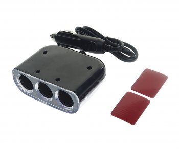 589 р. Разветвитель прикуривателя 3-х гнездовой 12-24V 2USB 1.2А с удлинителем 0.8м черный OLESSON OLESSON ols-1505b  с доставкой в г. Пермь. Увеличить фотографию 3