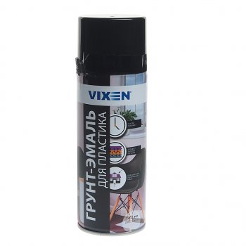 285 р. Грунт-эмаль для пластика черный матовый RAL 9005 аэрозоль 520мл VIXEN VIXEN vx-50100  с доставкой в г. Пермь. Увеличить фотографию 1