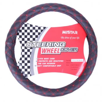 559 р. Оплетка руля (M) 37-39см черно-красная кожа MISTAR MISTAR mis-2013lt05e bkrd (m)  с доставкой в г. Пермь. Увеличить фотографию 1