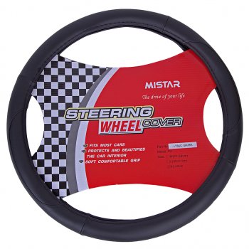 559 р. Оплетка руля (XL) 41-43см черная кожа MISTAR MISTAR mis-lt34c bk (xl)  с доставкой в г. Пермь. Увеличить фотографию 1