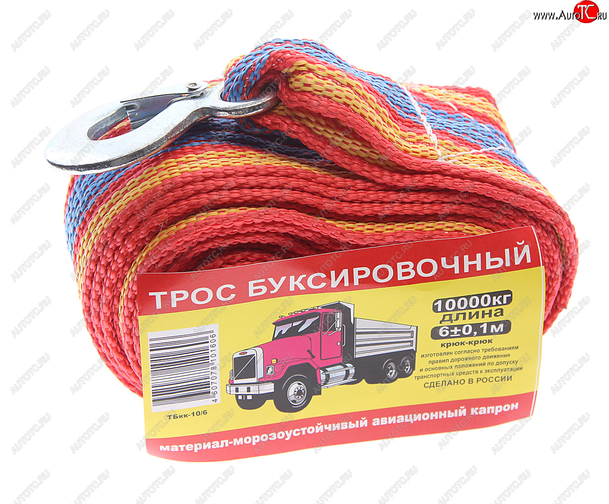759 р. Трос буксировочный 10т 6м ленточный (крюк-крюк) БОГАТЫРЬ БОГАТЫРЬ тбкк-1006  с доставкой в г. Пермь