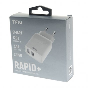 359 р. Устройство зарядное в розетку 2 USB TFN TFN tfn-wcrpd12w2uwh  с доставкой в г. Пермь. Увеличить фотографию 3