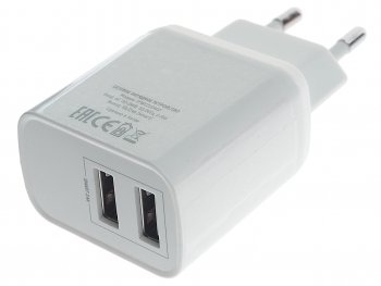 359 р. Устройство зарядное в розетку 2 USB TFN TFN tfn-wcrpd12w2uwh  с доставкой в г. Пермь. Увеличить фотографию 1
