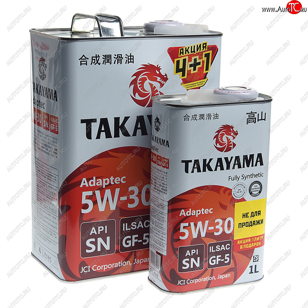 2 499 р. Масло моторное Adaptec SN/GF-5 5W30 синт.4+1л TAKAYAMA TAKAYAMA 605627 TAKAYAMA 605627  с доставкой в г. Пермь
