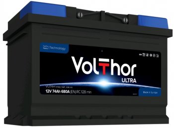 12 649 р. Аккумулятор VOLTHOR Ultra 74Ач обратная полярность VOLTHOR 6ст74(0) 57412  с доставкой в г. Пермь. Увеличить фотографию 1