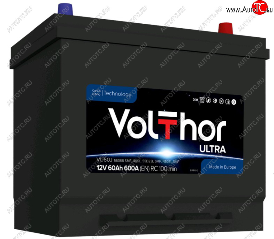 10 649 р. Аккумулятор VOLTHOR Ultra 60Ач обратная полярность VOLTHOR 6ст60(0) 56068 d23  с доставкой в г. Пермь