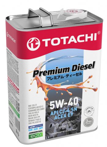 4 299 р. Масло дизельное PREMIUM DIESEL CJ-4E9SMA3B4 5W40 синт.4л TOTACHI TOTACHI 11704  с доставкой в г. Пермь. Увеличить фотографию 1