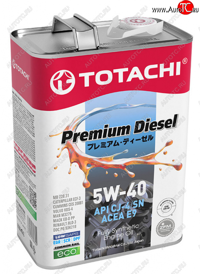 4 299 р. Масло дизельное PREMIUM DIESEL CJ-4E9SMA3B4 5W40 синт.4л TOTACHI TOTACHI 11704  с доставкой в г. Пермь