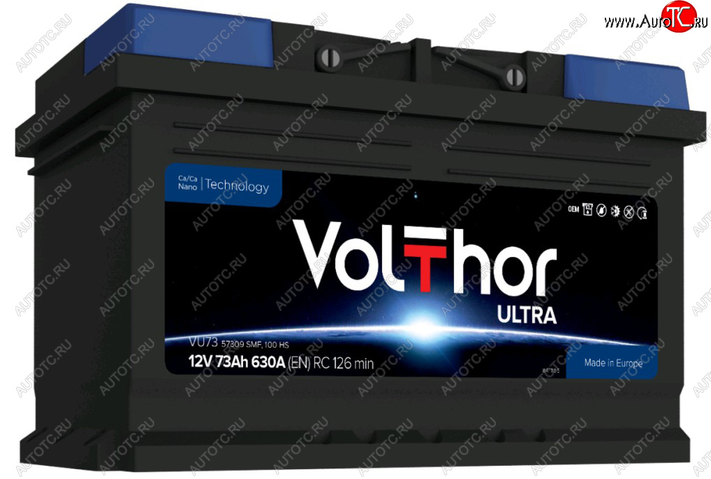 11 699 р. Аккумулятор VOLTHOR Ultra 73Ач обратная полярность,низкий VOLTHOR 6ст73(0) 57309  с доставкой в г. Пермь