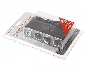 629 р. Разветвитель прикуривателя 3-х гнездовой 12-24V 2USB удлинитель 1.2м. AUTOSTANDART AUTOSTANDART 104222  с доставкой в г. Пермь. Увеличить фотографию 2