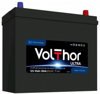 8 849 р. Аккумулятор VOLTHOR Ultra 45Ач обратная полярность VOLTHOR 6ст45(0) 5452384 b24  с доставкой в г. Пермь. Увеличить фотографию 1