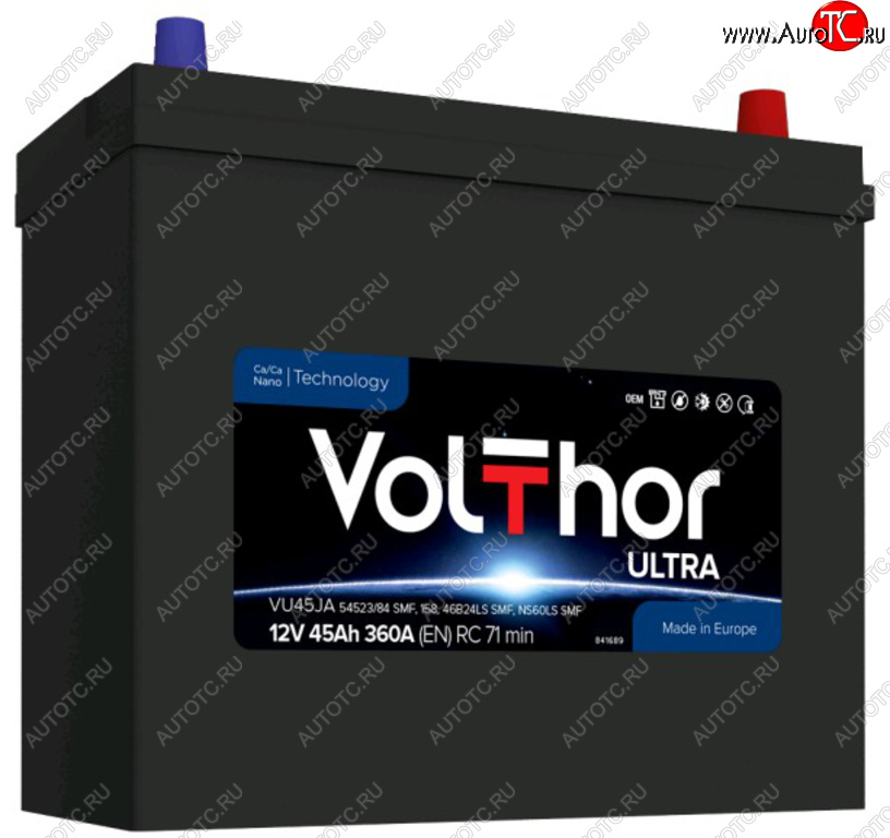 8 849 р. Аккумулятор VOLTHOR Ultra 45Ач обратная полярность VOLTHOR 6ст45(0) 5452384 b24  с доставкой в г. Пермь