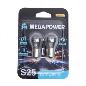 93 р. Лампа 12V P21W BA15s блистер (2шт.) Long Life MEGAPOWER MEGAPOWER 370-33-055  с доставкой в г. Пермь. Увеличить фотографию 1
