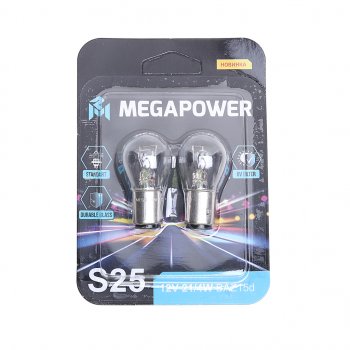 117 р. Лампа 12V P214W BAZ15d блистер (2шт.) Standart MEGAPOWER MEGAPOWER 370-33-046  с доставкой в г. Пермь. Увеличить фотографию 1