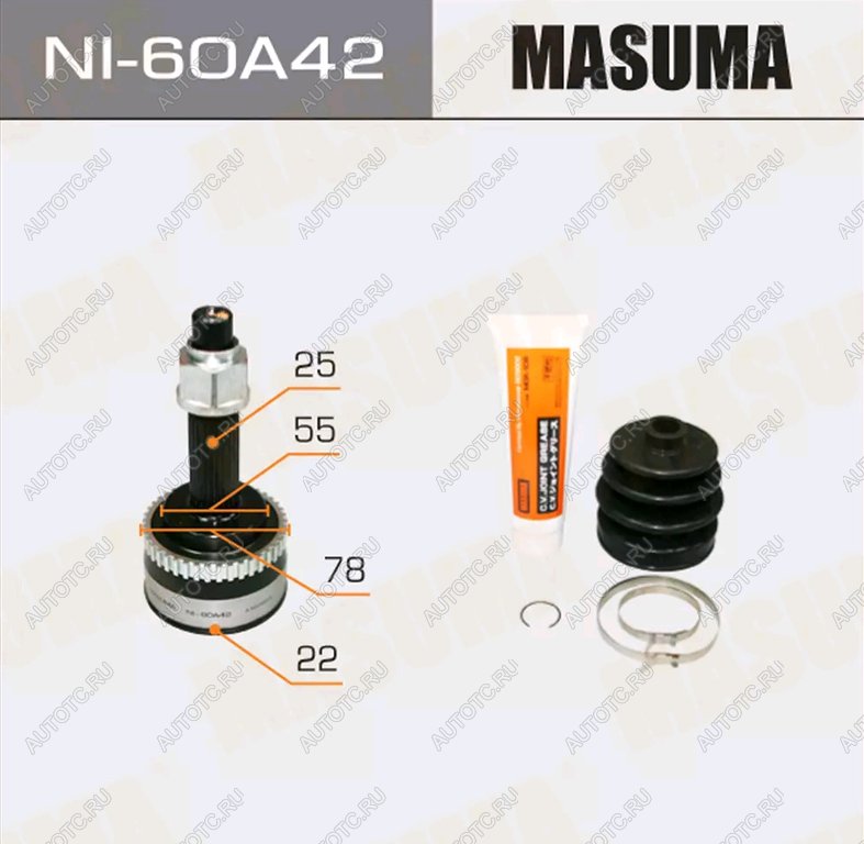 2 999 р. ШРУС наружный NISSAN Almera (95-00) комплект MASUMA MASUMA ni-60a42  с доставкой в г. Пермь