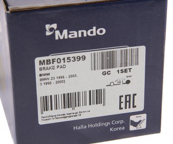 1 899 р. Колодки тормозные BMW E32,E34,E36,Z3 (-03) задние (4шт.) MANDO MANDO mbf015399 MANDO mbf015399  с доставкой в г. Пермь. Увеличить фотографию 3