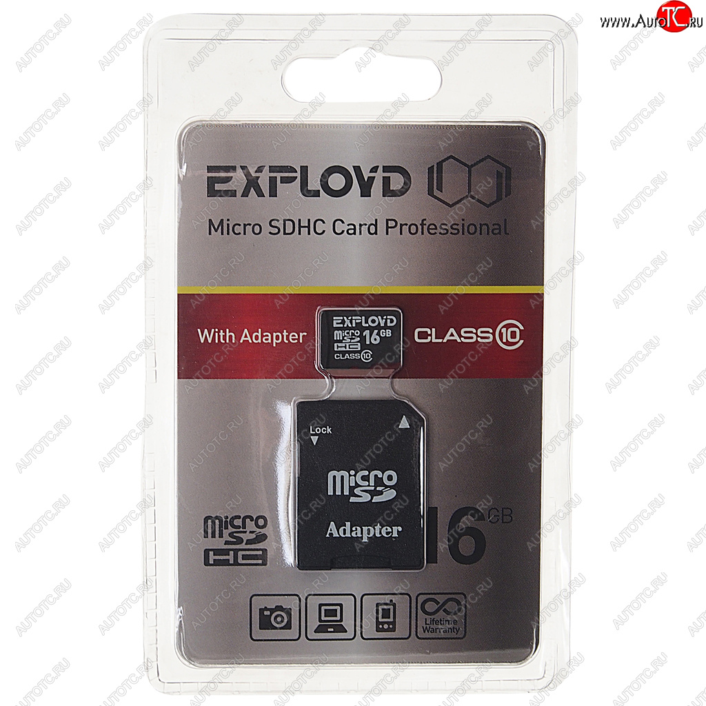 359 р. Карта памяти 16GB MicroSD class 10 + SD адаптер EXPLOYD EXPLOYD ex016gcsdhc10-ad  с доставкой в г. Пермь