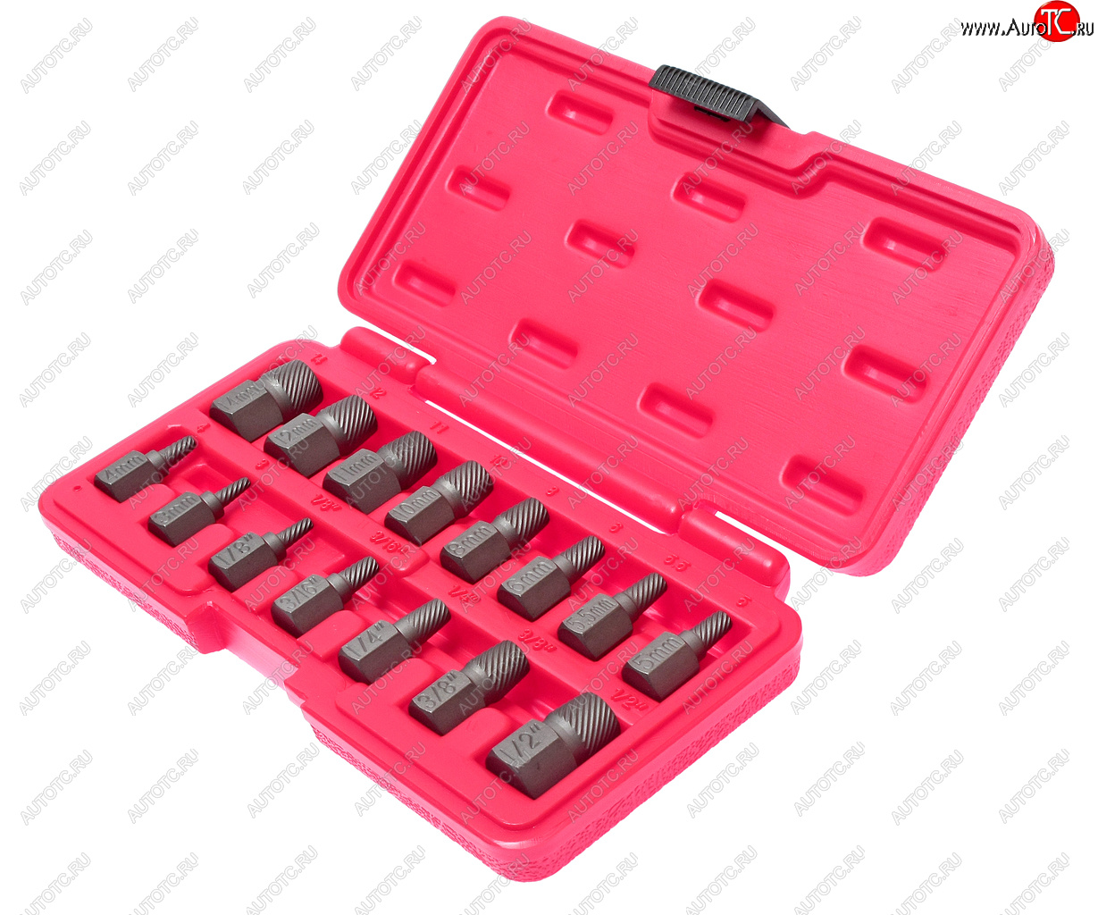 4 699 р. Набор экстракторов 1/8-1/2 3-14мм 15 предметов в кейсе JTC JTC TOOLS CO., LTD jtc-4639 JTC TOOLS CO., LTD jtc-4639  с доставкой в г. Пермь