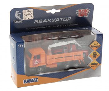 1 439 р. Модель автомобиля КАМАЗ (эвакуатор) металлическая ТЕХНОПАРК ТЕХНОПАРК sb-19-29-c-wb  с доставкой в г. Пермь. Увеличить фотографию 1