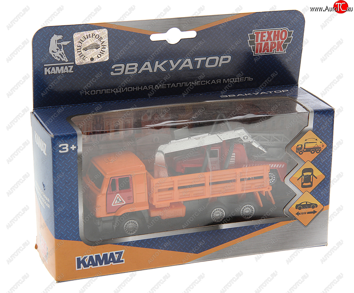 1 439 р. Модель автомобиля КАМАЗ (эвакуатор) металлическая ТЕХНОПАРК ТЕХНОПАРК sb-19-29-c-wb  с доставкой в г. Пермь