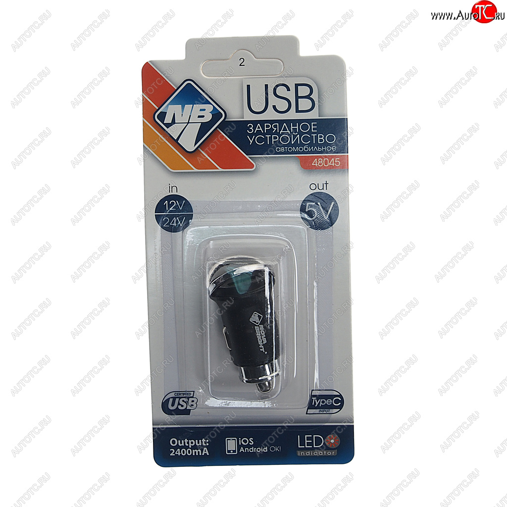 286 р. Устройство зарядное в прикуриватель 1USB + 1Type C 12-24V NOVA BRIGHT NOVA BRIGHT 48045  с доставкой в г. Пермь