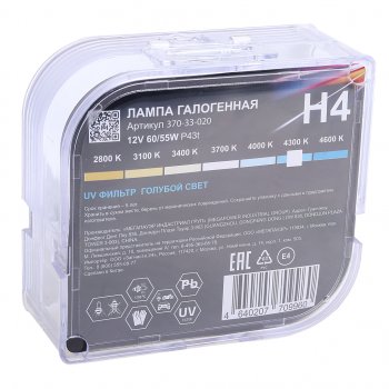 399 р. Лампа 12V H4 6055W P43t бокс (2шт.) Blue White MEGAPOWER MEGAPOWER 370-33-020  с доставкой в г. Пермь. Увеличить фотографию 4