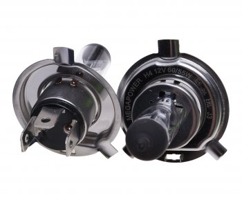 329 р. Лампа 12V H4 6055W P43t бокс (2шт.) Standart MEGAPOWER MEGAPOWER 370-33-022  с доставкой в г. Пермь. Увеличить фотографию 2