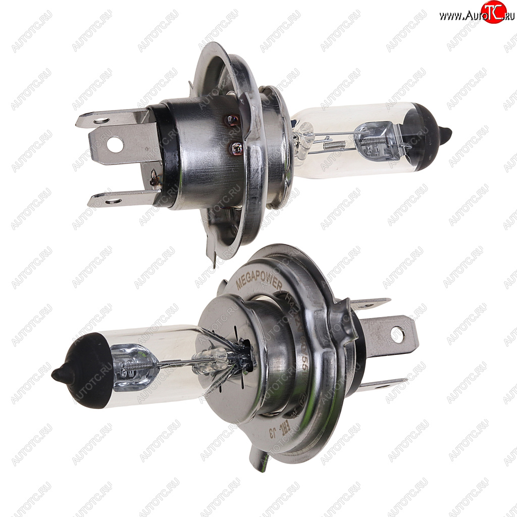 329 р. Лампа 12V H4 6055W P43t бокс (2шт.) Standart MEGAPOWER MEGAPOWER 370-33-022  с доставкой в г. Пермь