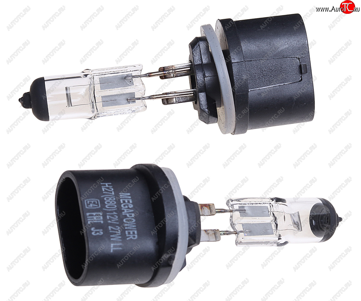 299 р. Лампа 12V H27(880) 27W PG13 бокс (2шт.) Long Life MEGAPOWER MEGAPOWER 370-33-010  с доставкой в г. Пермь