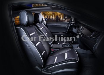 5 999 р. Накидка на сиденье экокожа черно-белая (4 предм.) (2шт.) Business CARFASHION CARFASHION 21446  с доставкой в г. Пермь. Увеличить фотографию 1