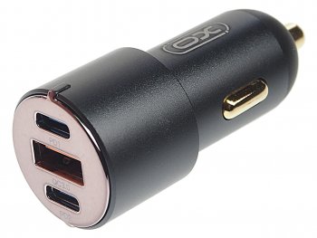 2 299 р. Устройство зарядное в прикуриватель 1USB + 2 Type C 12V черное XO XO cc45 black  с доставкой в г. Пермь. Увеличить фотографию 1