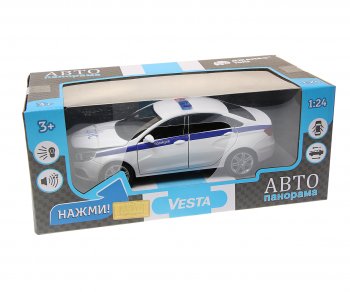 3 499 р. Модель автомобиля ЛАДА Vesta (полиция) металлическая (1:24) АВТОПАНОРАМА АВТОПАНОРАМА jb1251151  с доставкой в г. Пермь. Увеличить фотографию 1