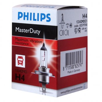 429 р. Лампа 24V H4 7570W P43t-38 Master Duty PHILIPS PHILIPS 13342mdc1  с доставкой в г. Пермь. Увеличить фотографию 1