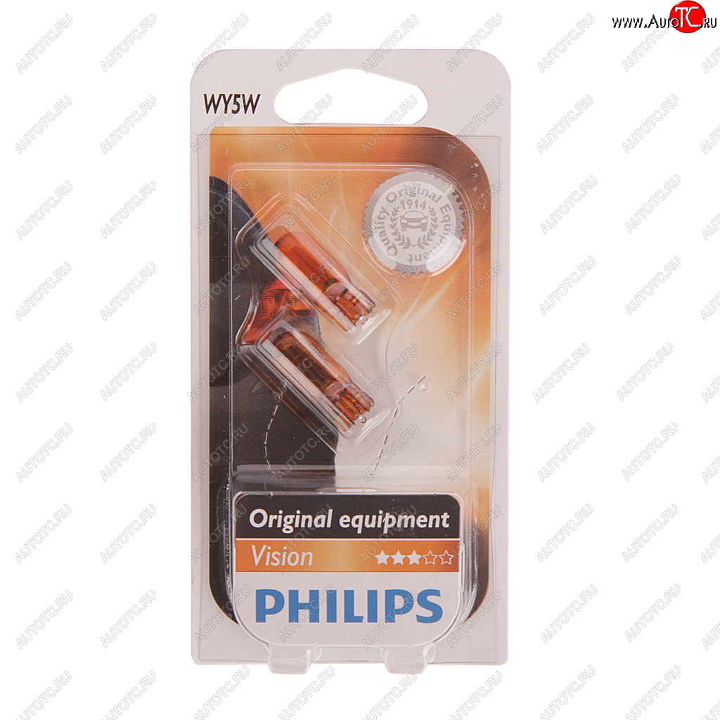 319 р. Лампа 12V WY5W W2.1x9.5d желтая блистер (2шт.) Yellow PHILIPS PHILIPS 12396nab2  с доставкой в г. Пермь