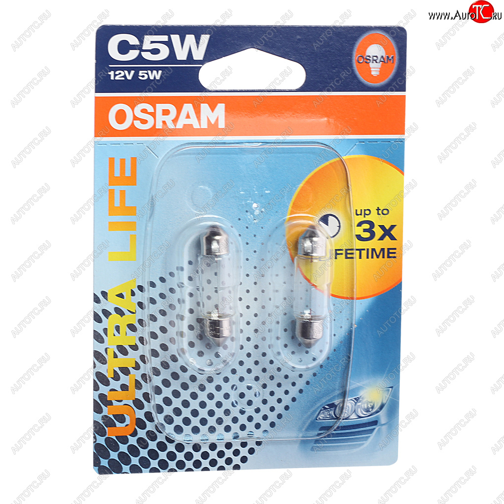 278 р. Лампа 12V C5W SV8.5-8 блистер (2шт.) Ultra Life OSRAM OSRAM 6418ult-02b  с доставкой в г. Пермь