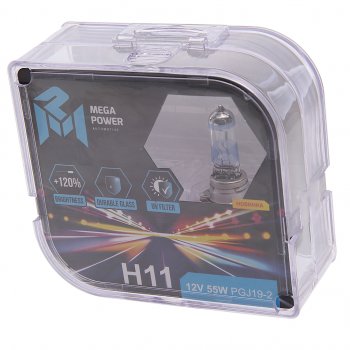 639 р. Лампа 12V H11 55W PGJ19-2 +120% бокс (2шт.) MEGAPOWER MEGAPOWER 370-33-007  с доставкой в г. Пермь. Увеличить фотографию 1