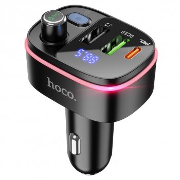 1 299 р. Устройство зарядное в прикуриватель с трансмиттером (bluetooth,hands free) HOCO HOCO e62 black  с доставкой в г. Пермь. Увеличить фотографию 2
