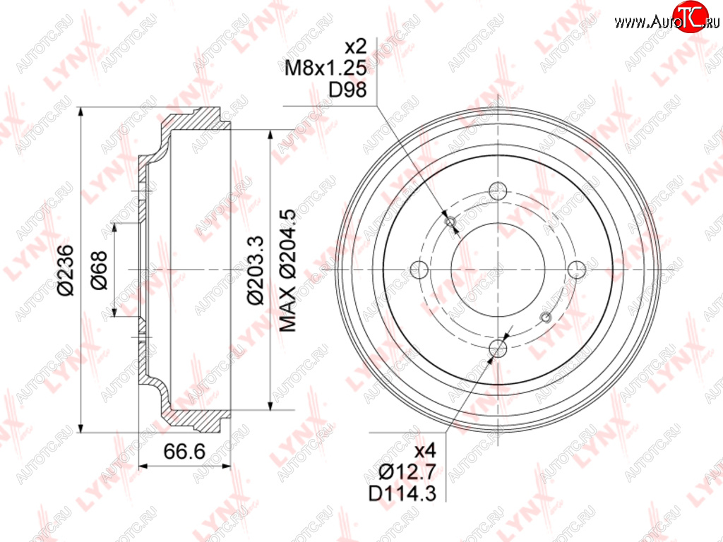 3 099 р. Барабан тормозной NISSAN Almera задний (1шт.) LYNX LYNX bm1114  с доставкой в г. Пермь