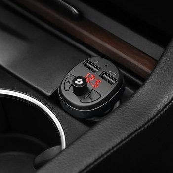 999 р. Устройство зарядное в прикуриватель с трансмиттером (bluetooth,hands free) HOCO HOCO e41 black HOCO e41 black  с доставкой в г. Пермь. Увеличить фотографию 6